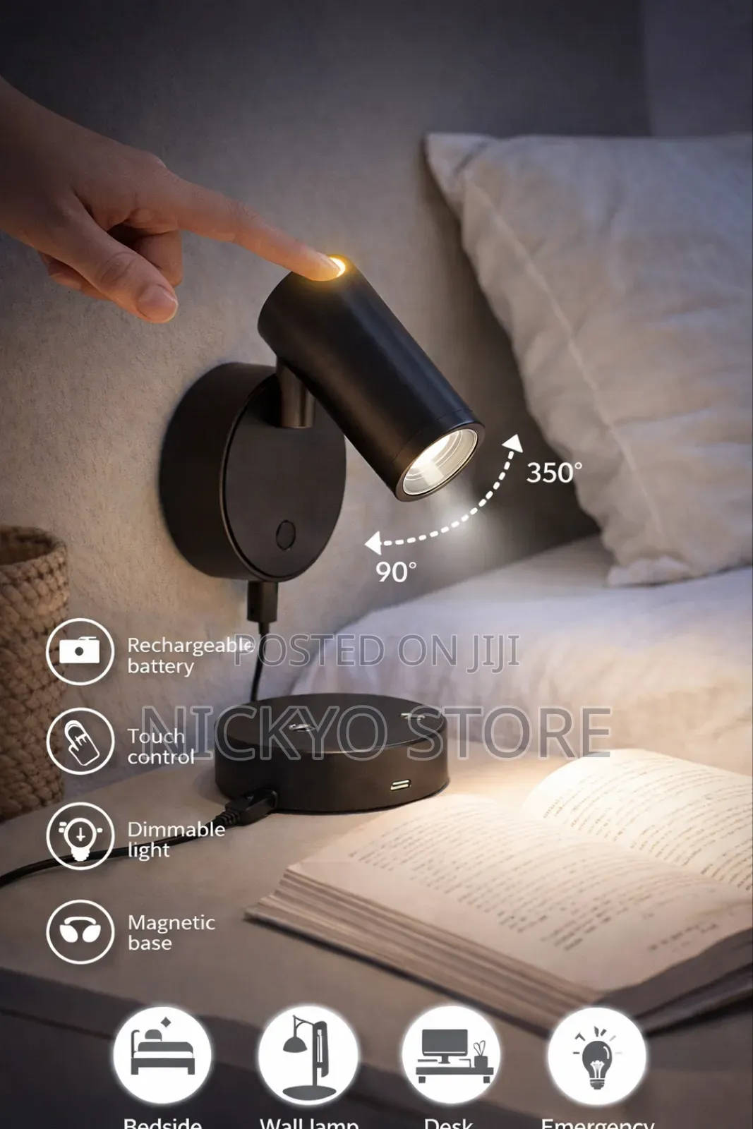 Rechargeable Touch Led Wall / Bedside Spot Light