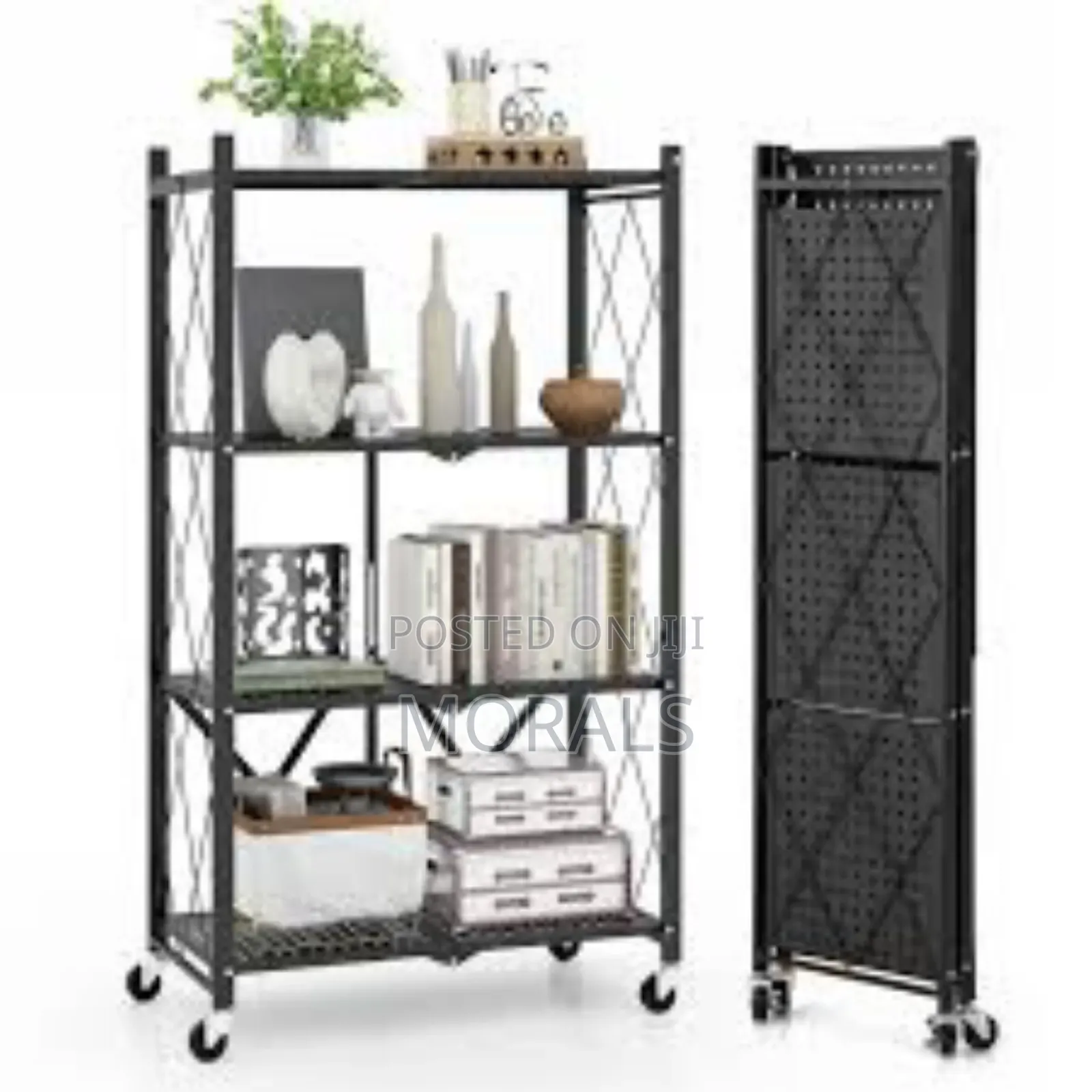 4-Tier Foldable Shelf in Black