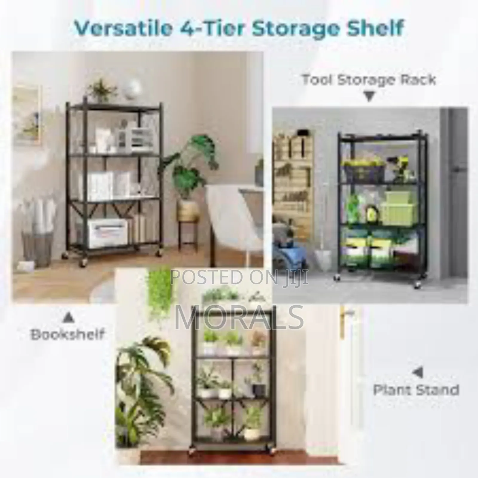 4-Tier Foldable Shelf in Black