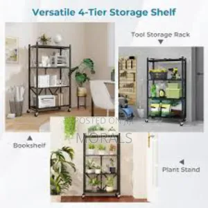 4-Tier Foldable Shelf in Black