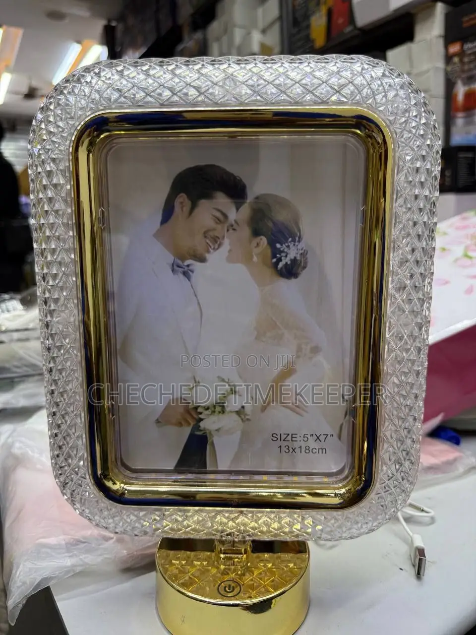 Rectangular Shape Crystal Photo Frame With Led Touch Button Ligh