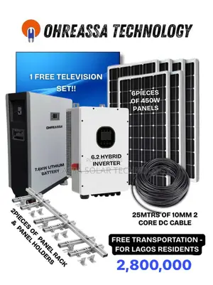 7.6kw Lithium Battery & Complete Solar System Setup, Inverter, Panels