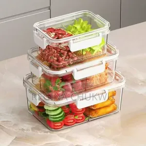3pcs Airtight Fridge Container With Divider