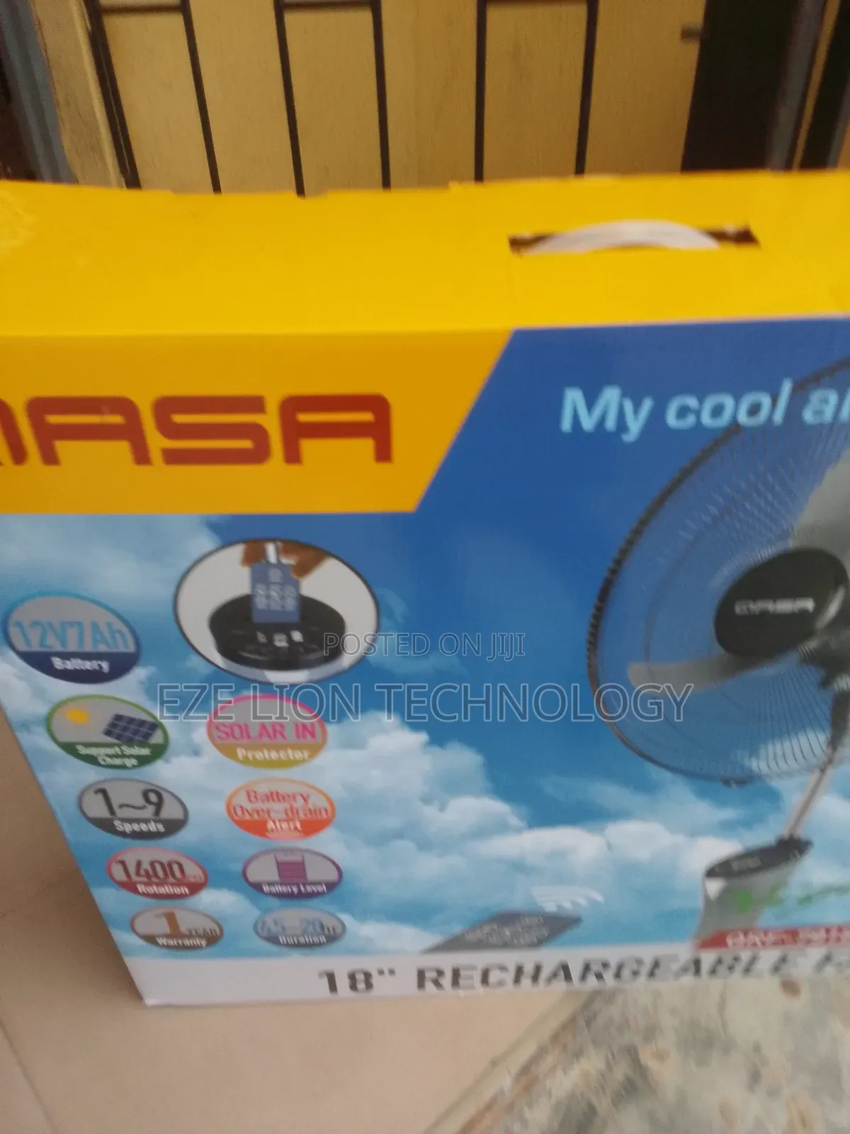 Qasa 18inch Standing Rechargeable Fan