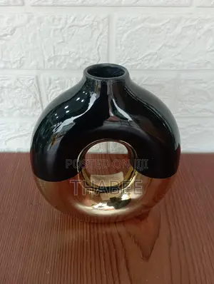 Gold Black O Ring Gloss Finish Vase