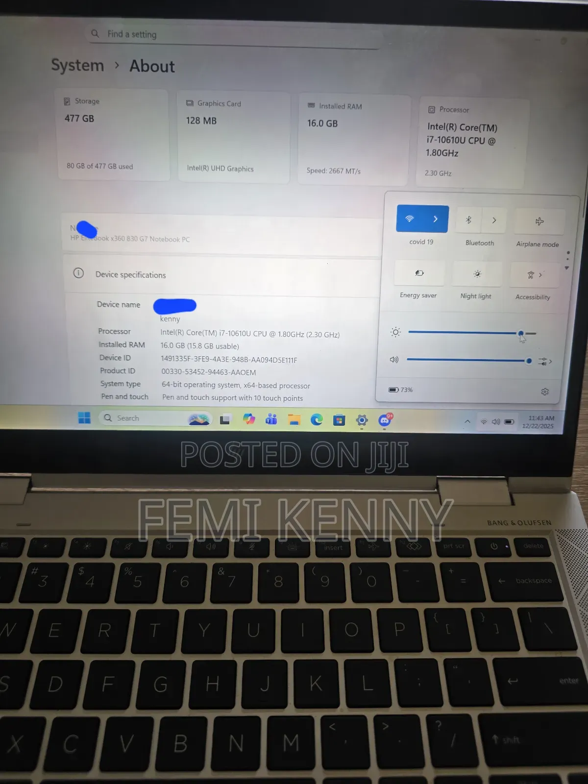 New Laptop HP EliteBook 830 G7 16GB Intel Core I7 HDD+SSD 512GB