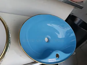 Blue and Gold Countertop Basin