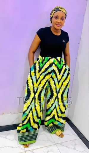 Comfortable Readymade  Ankara/Aso Oke Combo Palazzo Pants Trousers