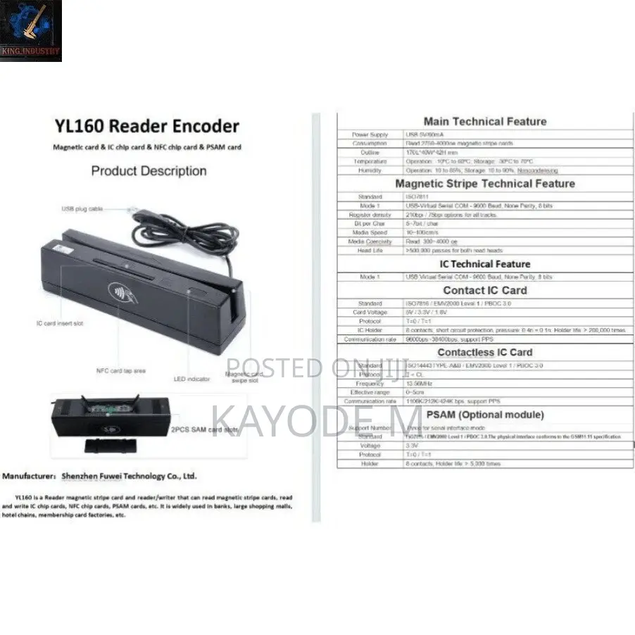 A Yl160 4in1 Multi Magnetic Card Reader Emv/ Ic Chip/Rfid/Psam Reader
