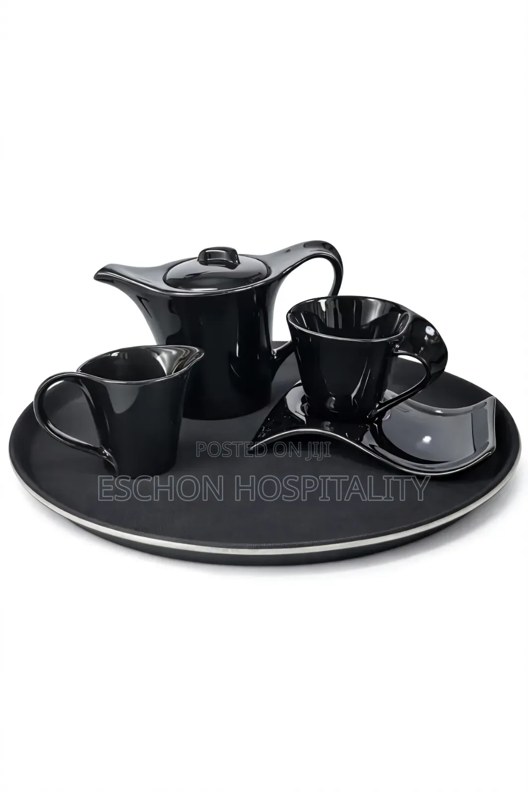 Generic Black Ceramic Coffee and Tea Serving Set 9 Pieces