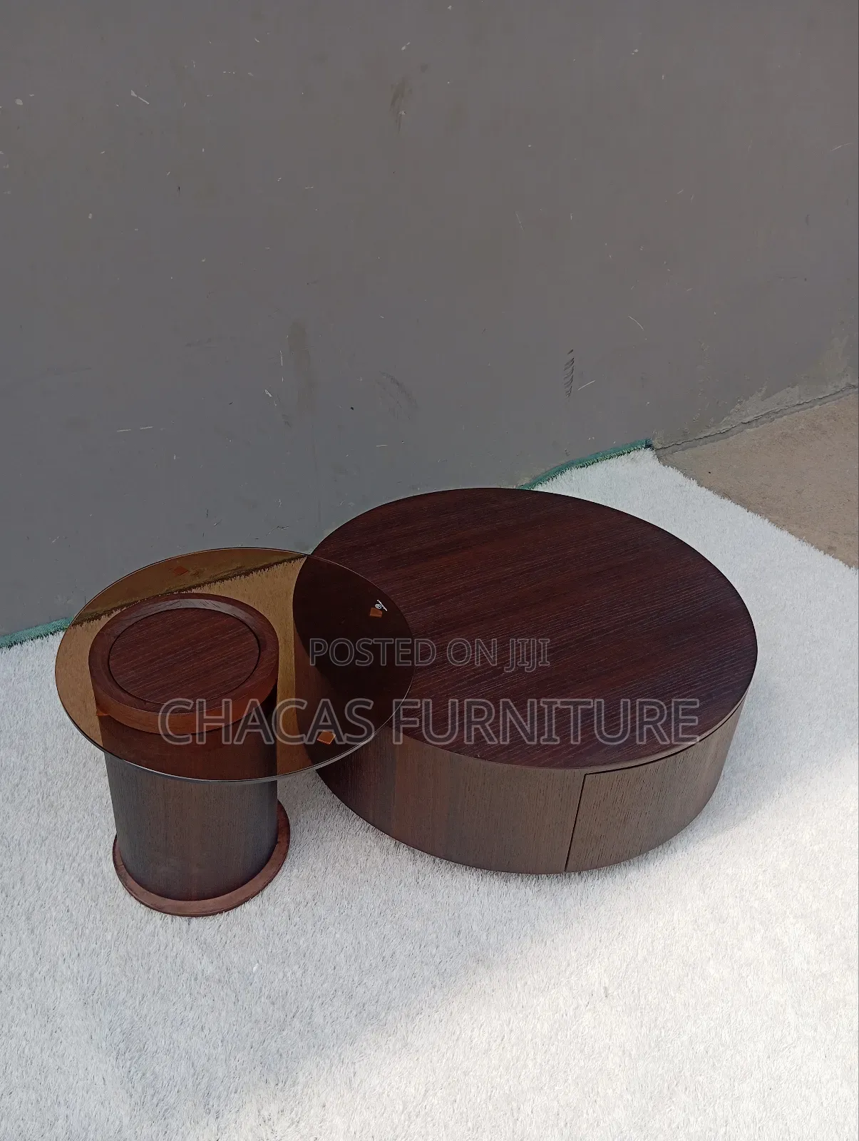 Luxury 2-in-1 Nested Coffee Table - Modern Wood Glass Center Table