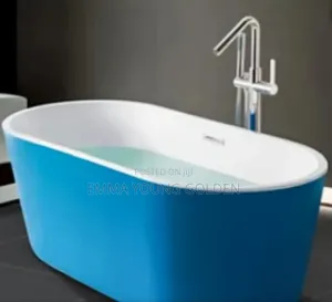 Quality Luxury Free Standing Bath Tub White and Blue Colour