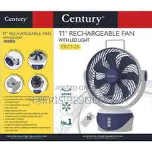 Century 11" Oscillating Rotatable Rechargeable Fan With Light