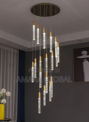 Led Crystal Column Spiral Chandelier.