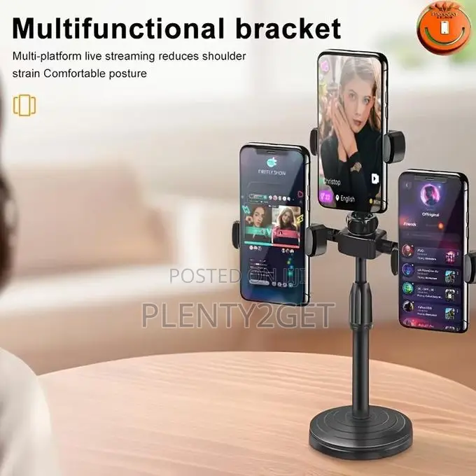 Multi - Functional Desktop Phone Stand for Live - Streaming. Supports