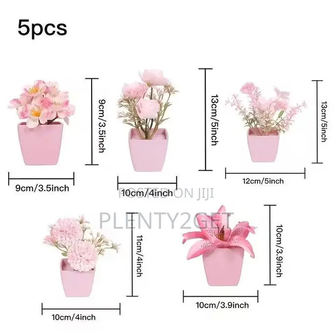 5pcs Mini Artificial Potted Flower, Potted Plant, Artificial Plastic