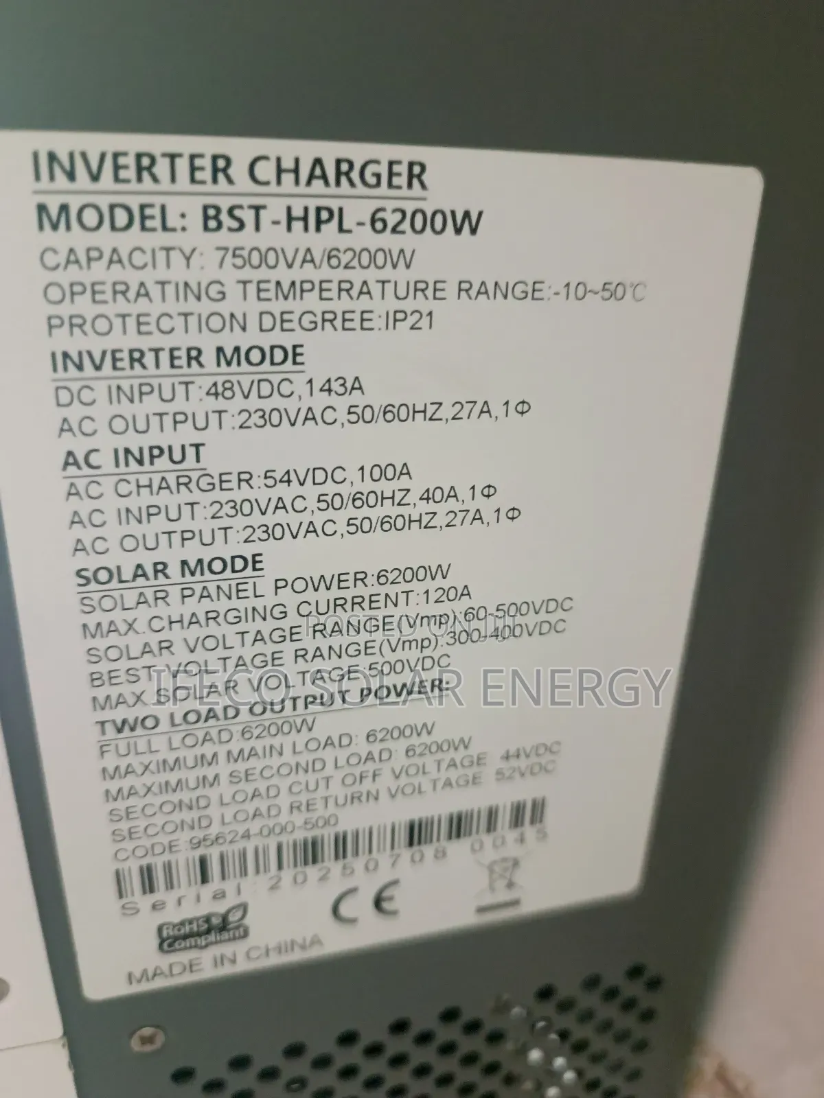 Entelechy 7.5kva 48v Hybrid Inverter