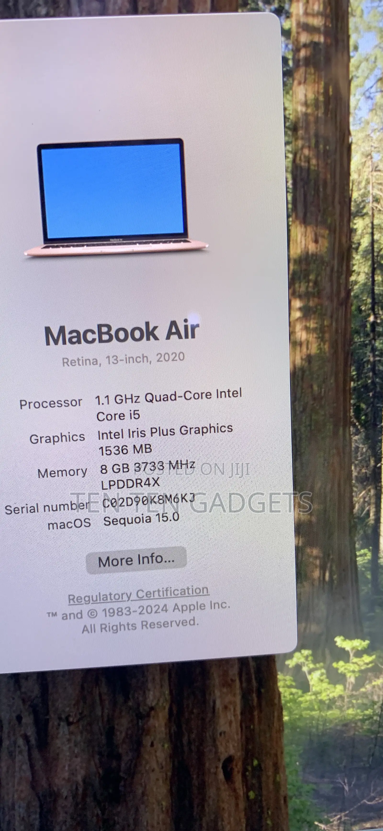 Laptop Apple MacBook Air 2020 8GB Intel Core i5 SSD 512GB