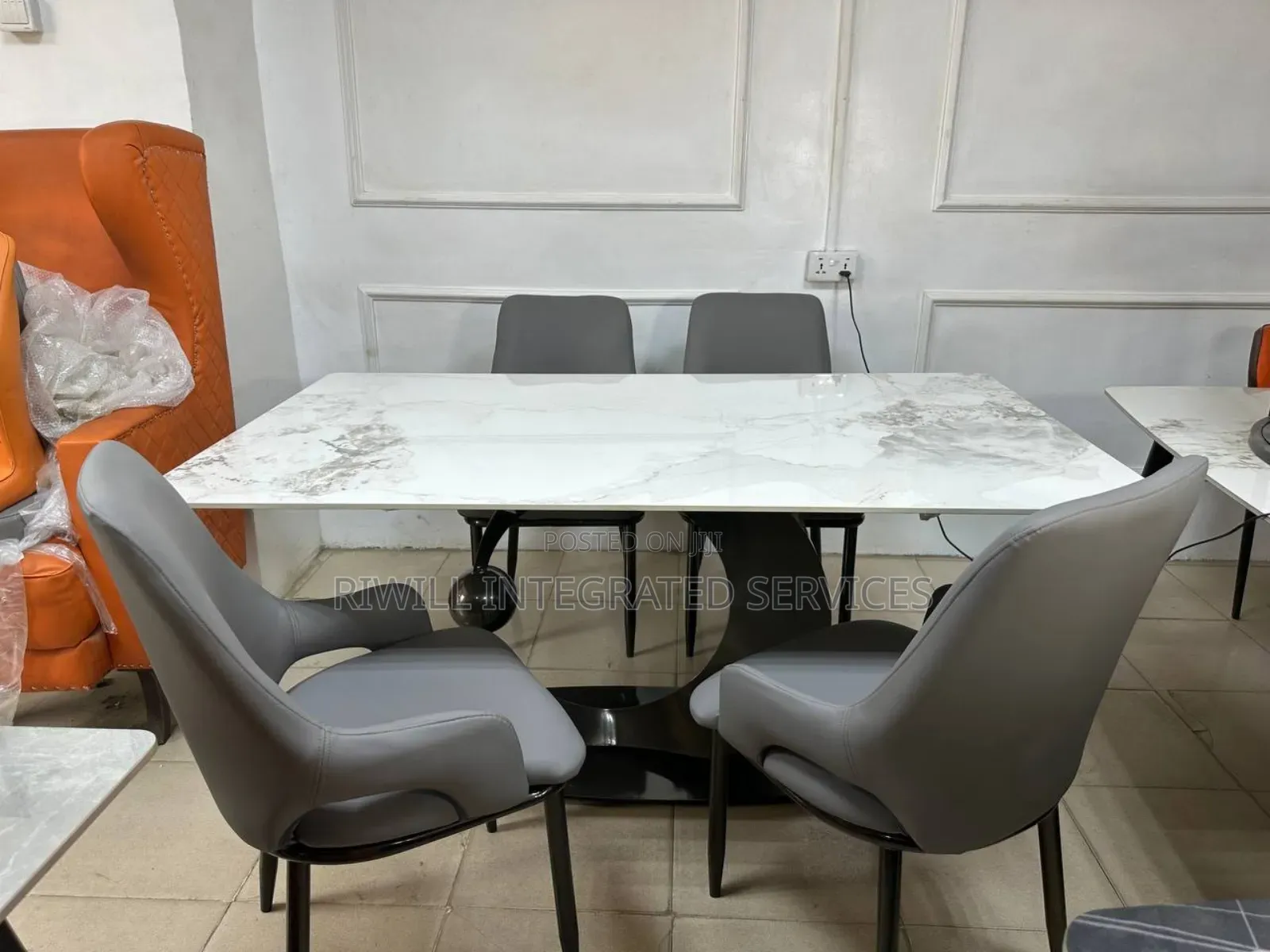 Marble Dining Table and Four Seaters