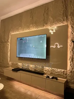 Constructed Tv Console Made With Plywood and Pu Stone
