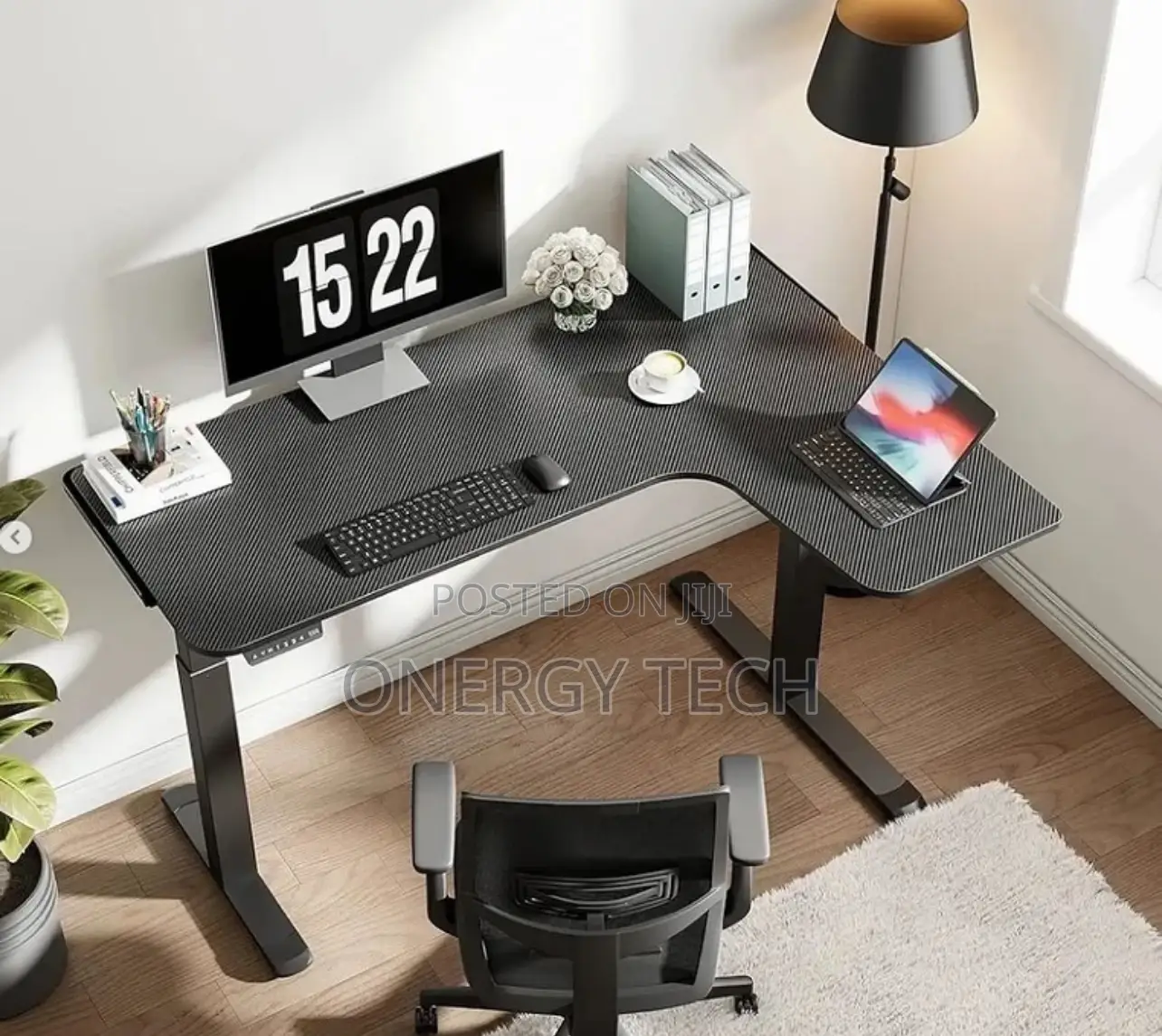 L-Shaped Adjustable Electric Sit-Stand Desk
