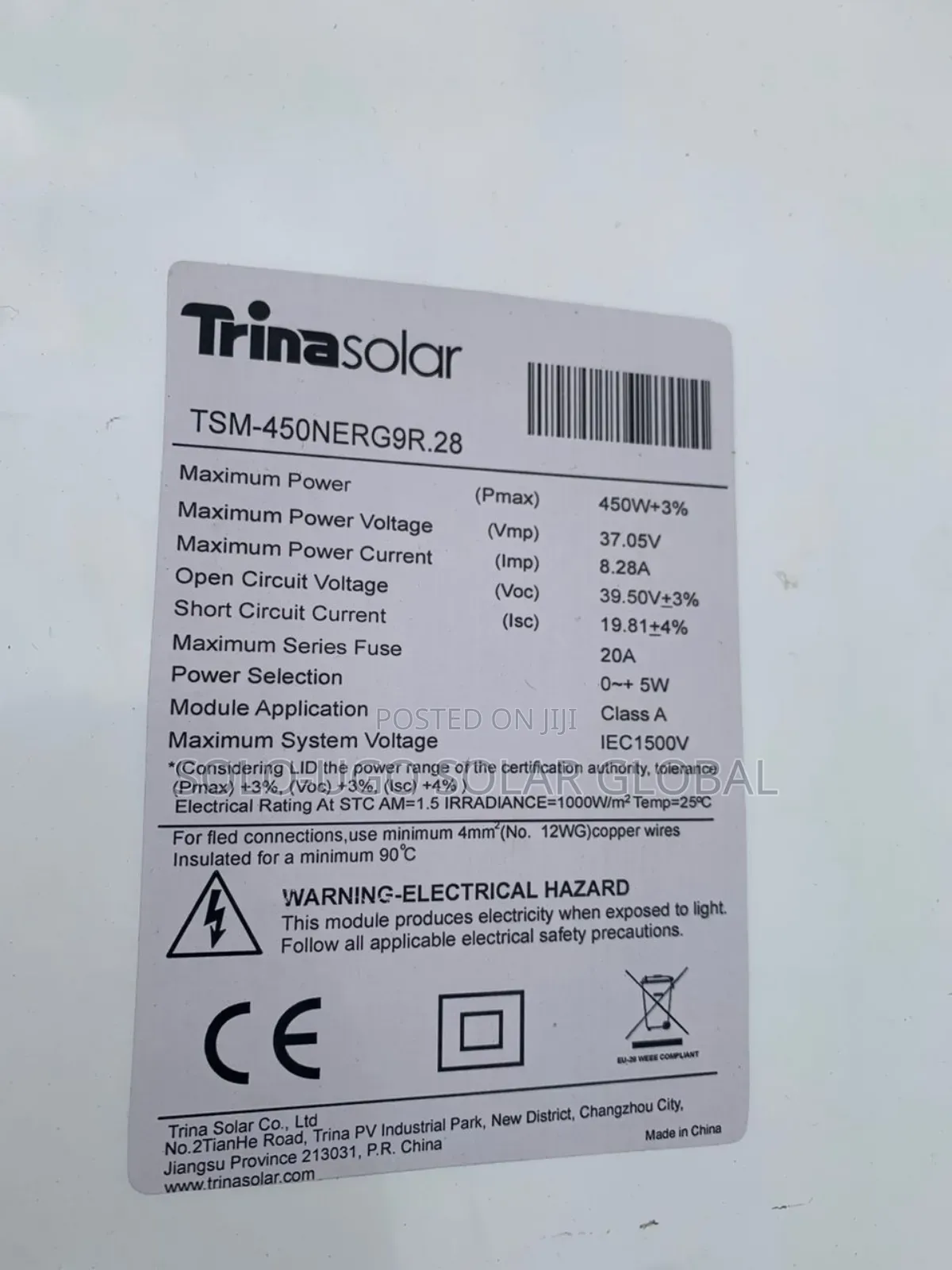 450watts Trina Solar Mono Panels
