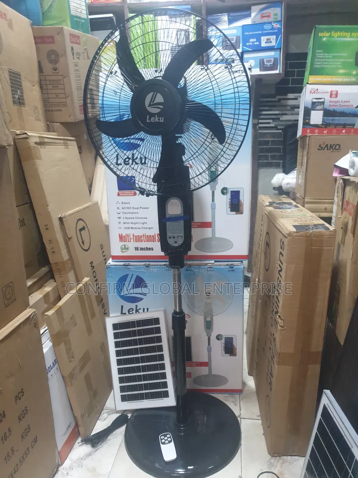 16" Solar Rechargeable Bluetooth Fan