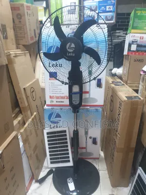 16" Inches Solar Rechargeable Standing Fan With Bluetooth + Panel