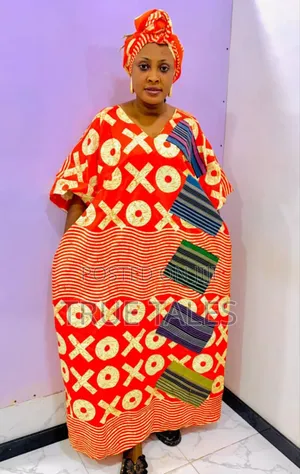 Comfortable Readymade  Ankara/Aso Oke Combo Boubou Kaftan Abaya Dress
