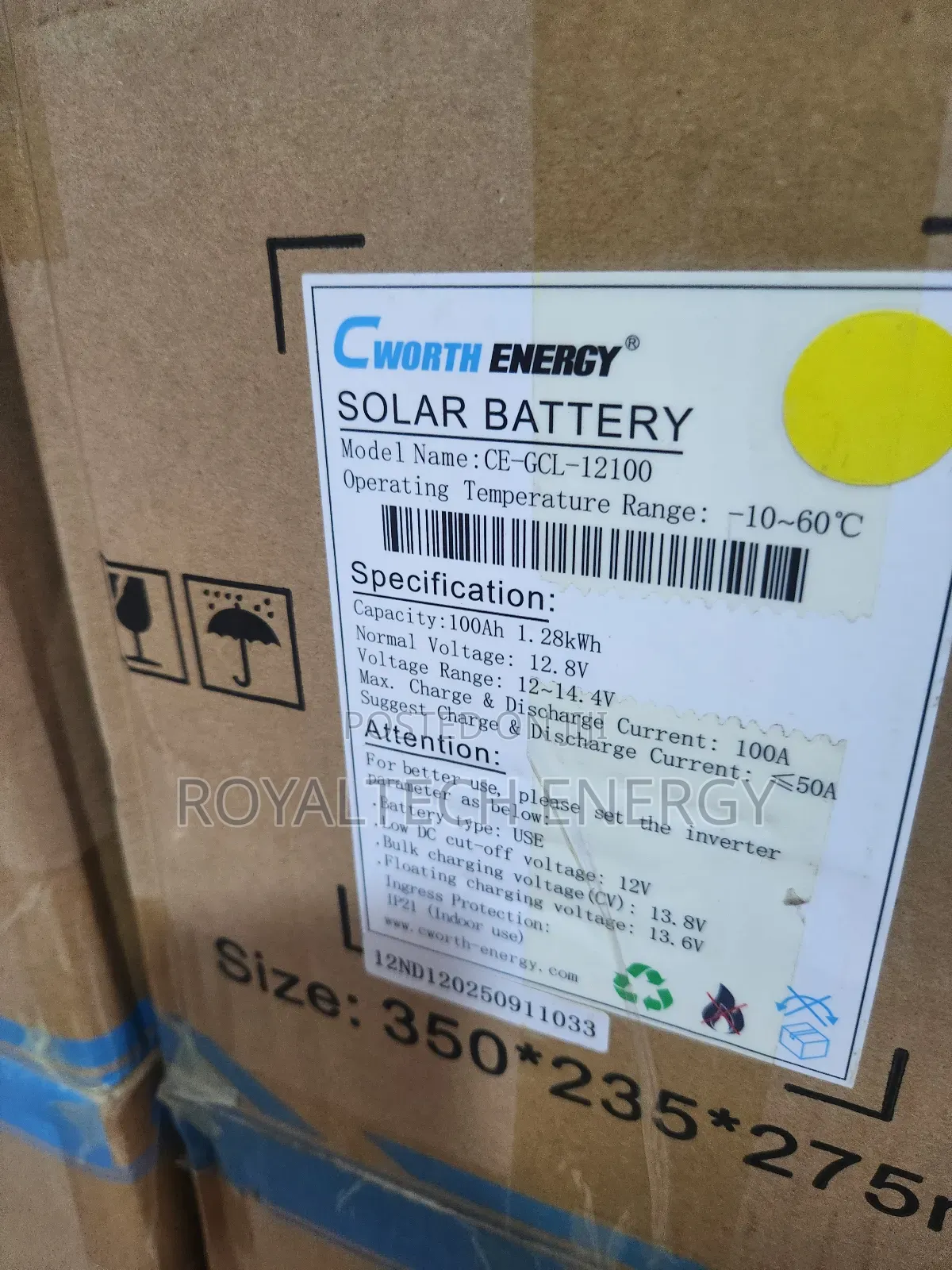 1.28kwh 12.8v Cworth Lithium Batteries