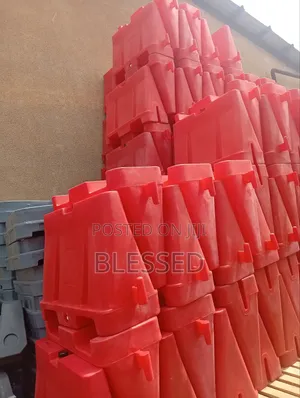 Road Divider Barrier Caution Red and White