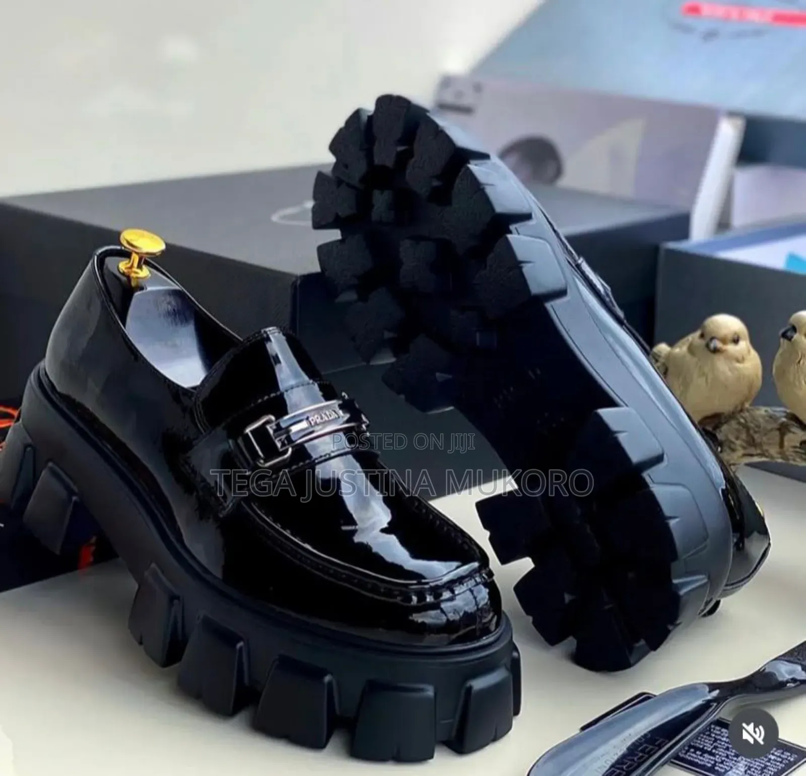 Prada Glossy Leather Men's High Sole Shoe
