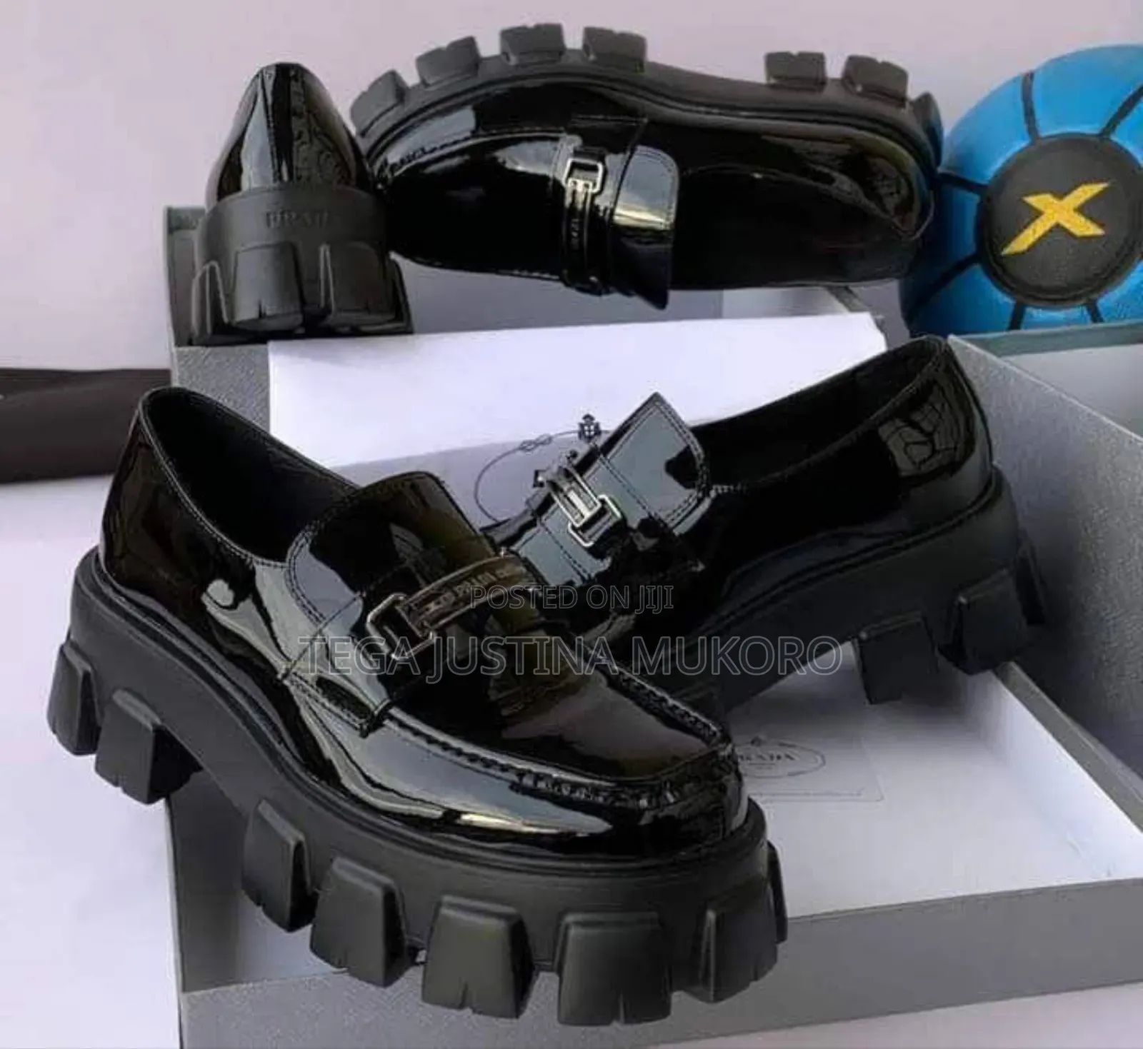 Prada Glossy Leather Men's High Sole Shoe
