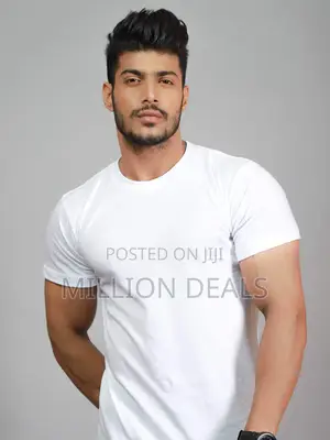 Custom Fits Men's Plain Round Neck T-Shirt White
