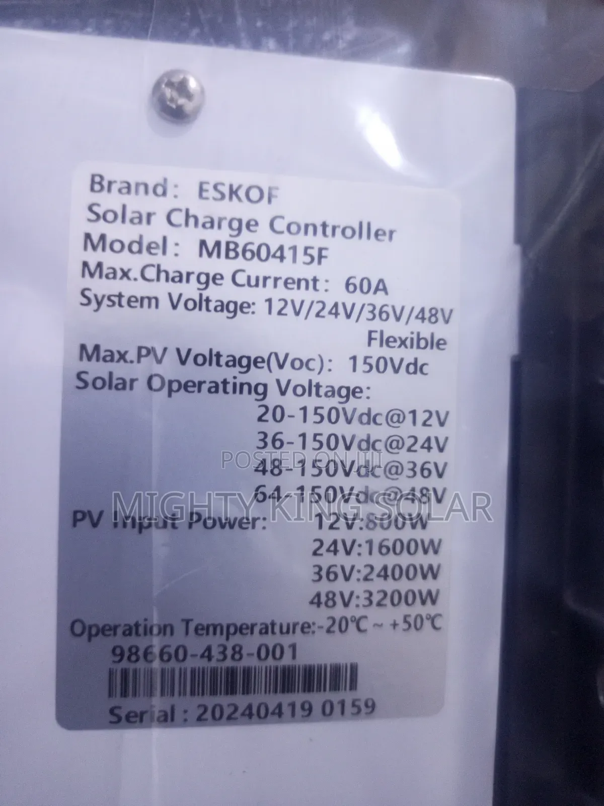 60amp Eskof Power Solution Charging Control