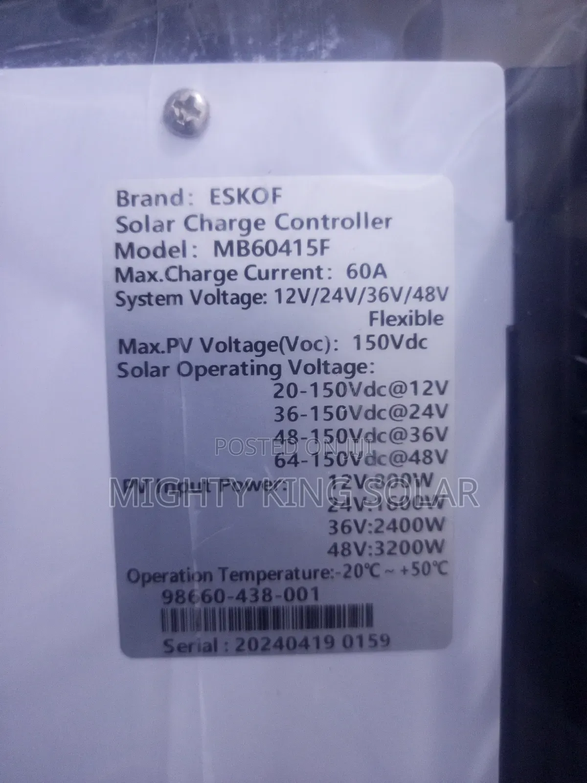 60amp Eskof Power Solution Charging Control