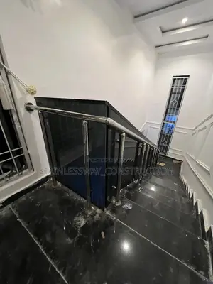 Dark/Black Gray Glass Staircase Rails