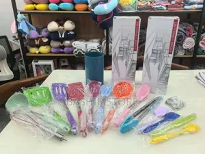 Multicolor Silicone Cooking Utensil Set With a Holder.