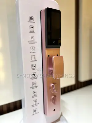 Tuya Smart Security Door Lock Camera Fingerprints Mechanical Keys Pink