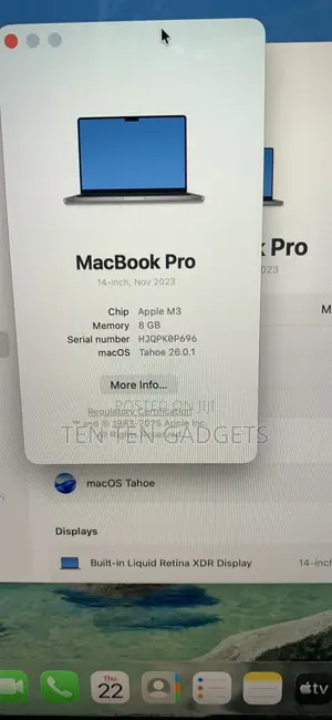 Laptop Apple MacBook Pro 2023 M3 14-Inch 8GB Apple M3 SSD 512GB