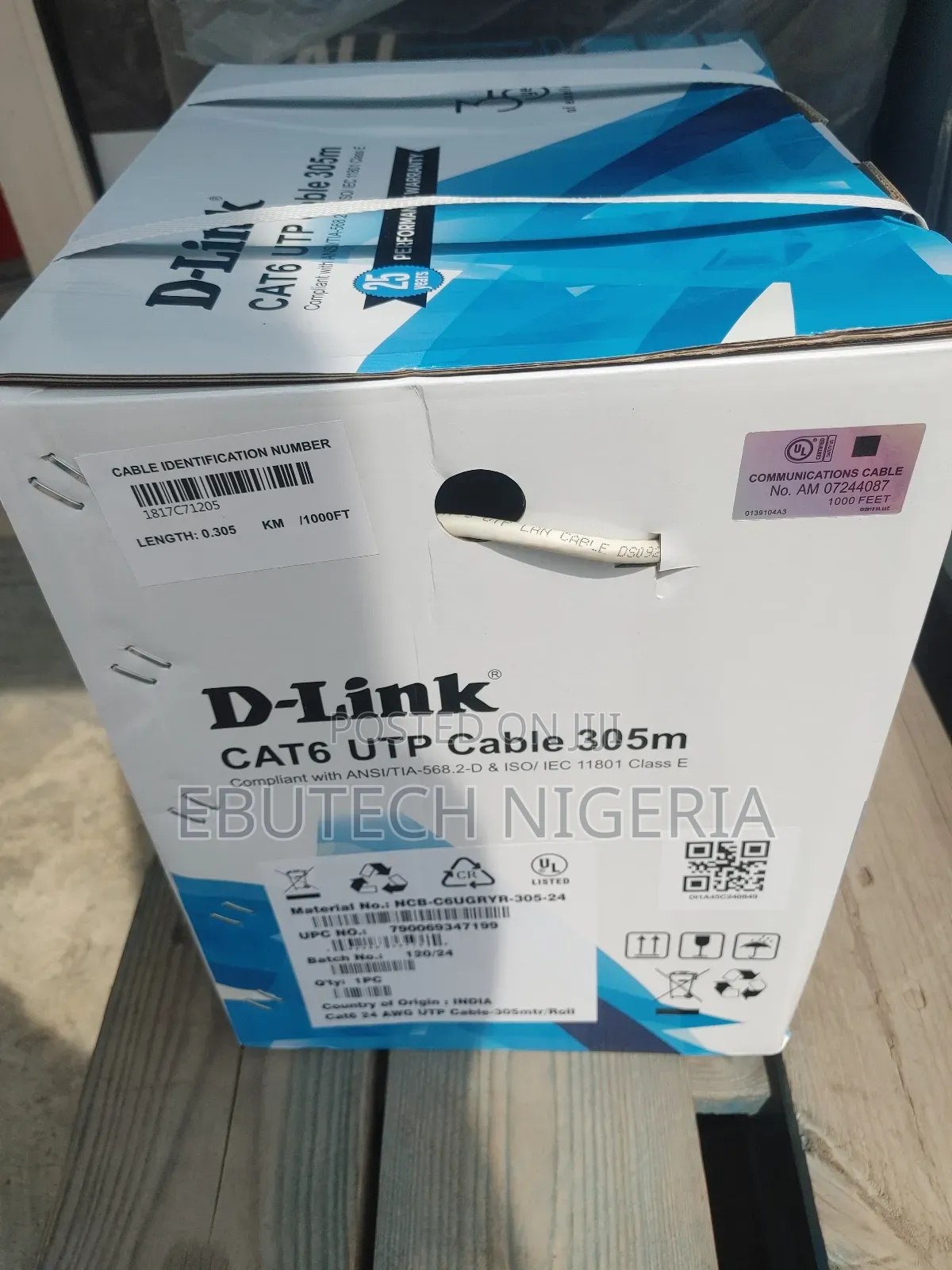 Dlink Cat6 Utp 24awg Pure Copper 305m Network Cable