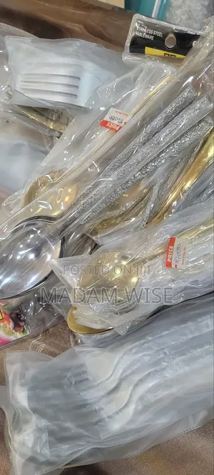 Stainless Steel. Tableware.Spoon, Fork . Available in Gold and Silver.