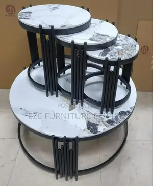 Marble Center Table and Three Side Stools