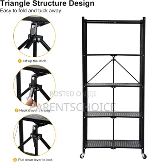 5 Layers Heavy Duty Foldable Metal Kitchen and Office Rack Storage