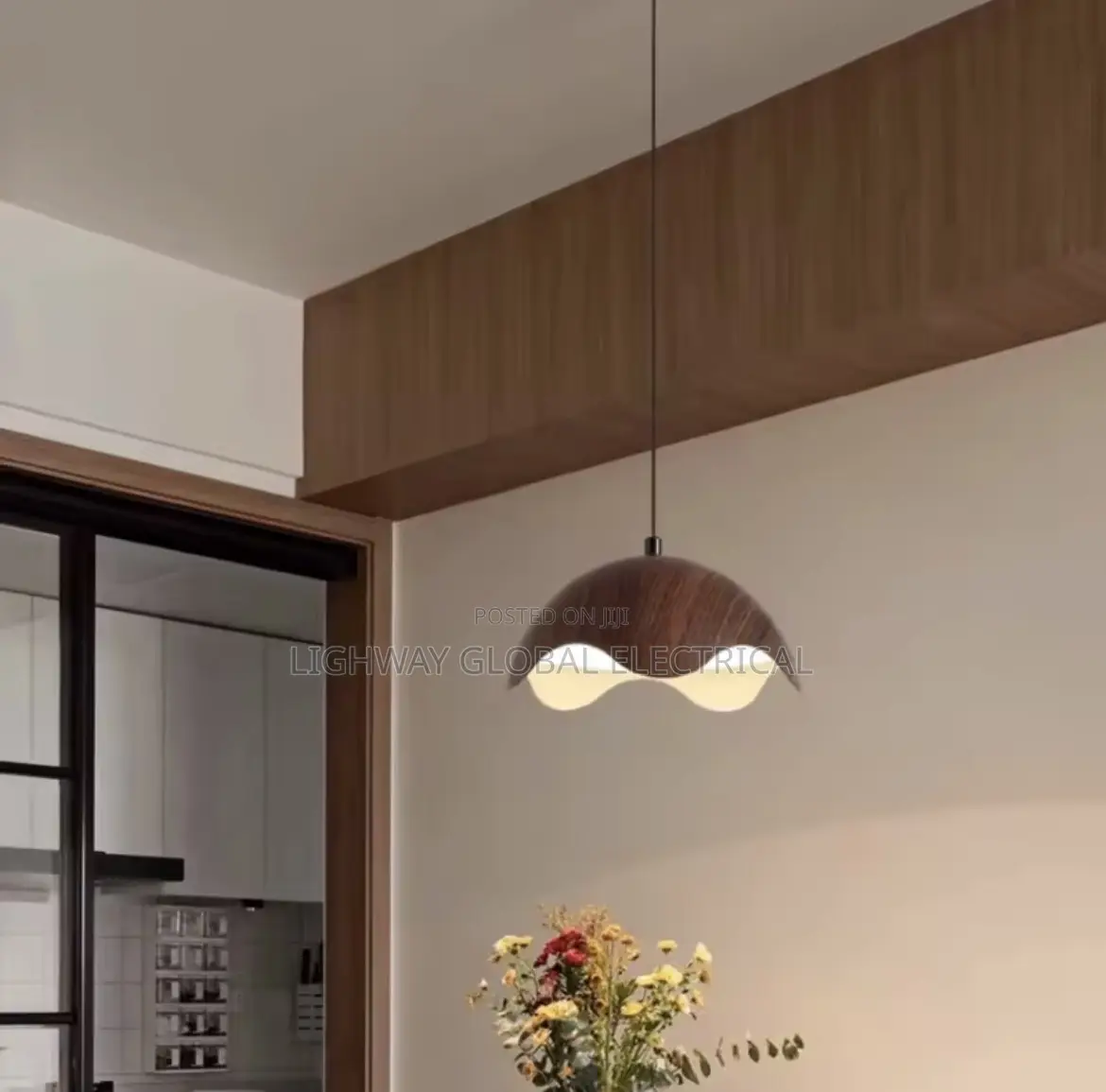 Vintage Walnut Wood Grain Pendant Light