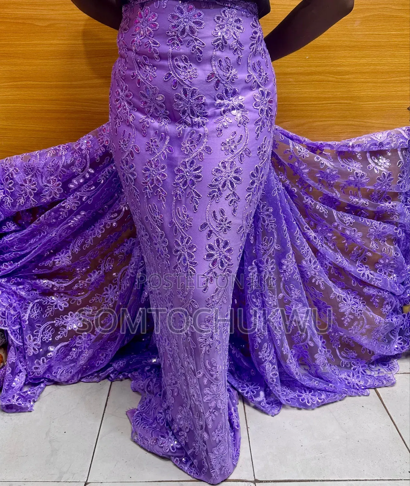 Beautiful Sample Lace With Sequins Design