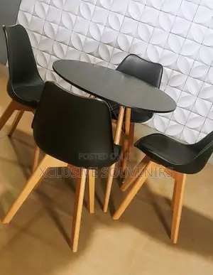 Nordic Design 4 Seater Dining Set With Antique Style Plastic Chairs