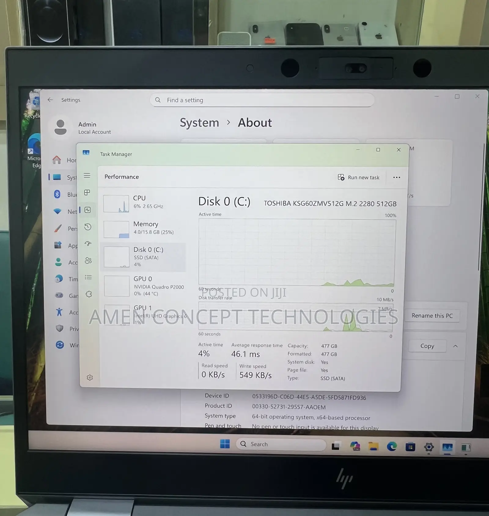 Laptop HP ZBook Studio G5 16GB Intel Core i7 SSD 512GB