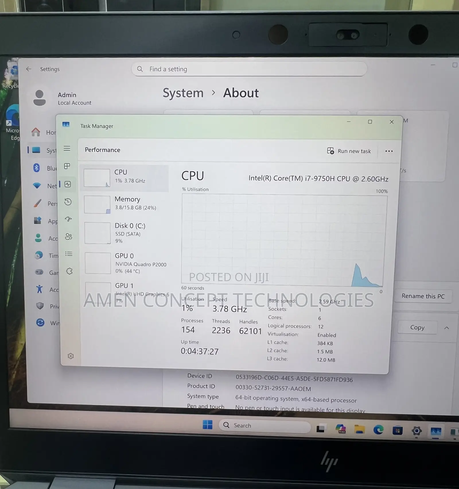 Laptop HP ZBook Studio G5 16GB Intel Core i7 SSD 512GB
