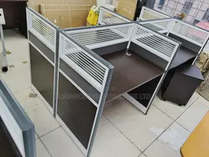 Modern Brown Wooden 4 Seaters Workstation With Mobile Drawers